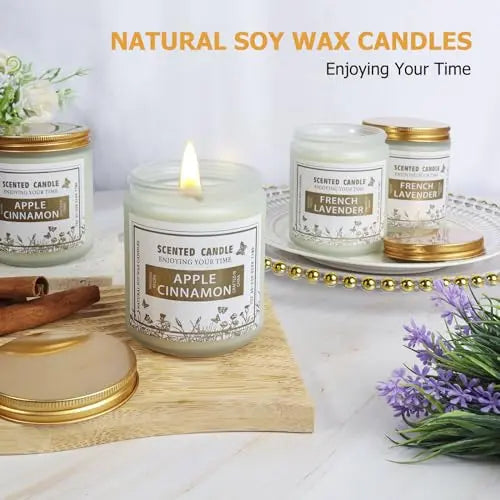 4 Pack Candles for Home Scented, Lavender & Cinnamon Candles Gifts for Women, 28 oz 200H Long zsaltt Au supplements
