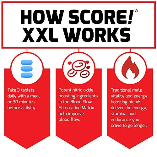 FORCE FACTOR Score! XXL, 3-Pack, Nitric Oxide Booster Supplement for Men with L Force Factor Au supplements