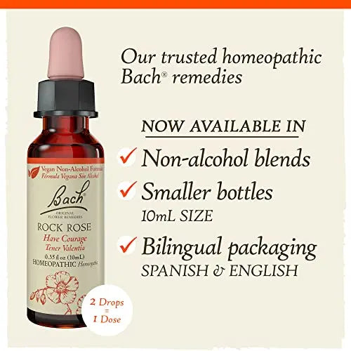 Bach Original Flower Remedies, Rock Rose for Courage (Non-Alcohol Formula), Natural Homeopathic Bach Au supplements