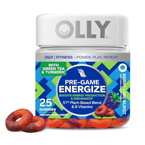 OLLY Pre-Game Energize Workout Gummy Rings, S7 Plant-Based Blend, B Vitamins, Berry OLLY Au supplements