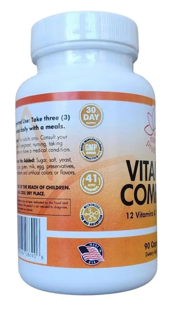 Vitamin Complex Multivitamins and Multiminerals - 12 Vitamins and 14 Minerals, Vitamin A C D3 E B1 B2 B3 B5 B6 B9 B12 H and Minerals Main Products Au supplements