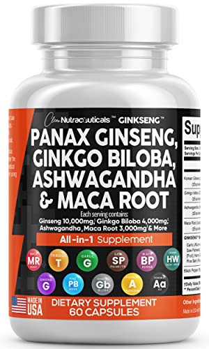 Panax Ginseng 10000mg Ginkgo Biloba 4000mg Ashwagandha Maca Root Clean Nutraceuticals Au supplements