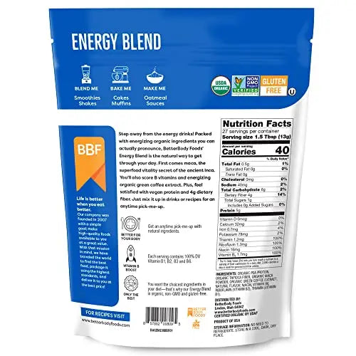 BetterBody Foods Organic Energy Blend, Plant-Based Natural Energy, Gluten-free, Non-GMO BetterBody Foods Au supplements
