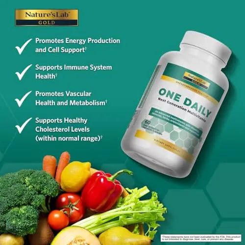 Nature's Lab Gold One Daily Multivitamin - Contains 19 Essential Vitamins & Minerals including Vitamin C, D3 & Zinc - 60 Capsules (2 Month Supply) Nature's Lab Au supplements