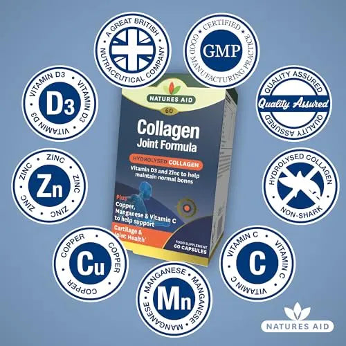 Natures Aid Collagen Joint Formula with Vitamin C, Copper and Manganese, Cartilage and Joint Health, 60 Capsules natures aid Au supplements