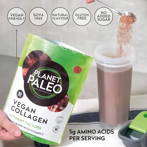 Planet Paleo Vegan Collagen (Chocolate, 255g) - Vegan Collagen Powder - High Protein Planet Paleo Au supplements