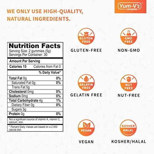 YumVs Complete Glucose Gummies, Raspberry Flavor, (60 Ct); Chewable YUM-V'S Au supplements