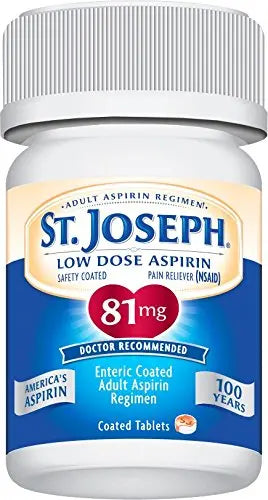 St. Joseph Aspirin Pain Reliever (NSAID) 81mg, Enteric Safety Coated, Adult Low Dose Regimen, 36 ct St. Joseph Au supplements
