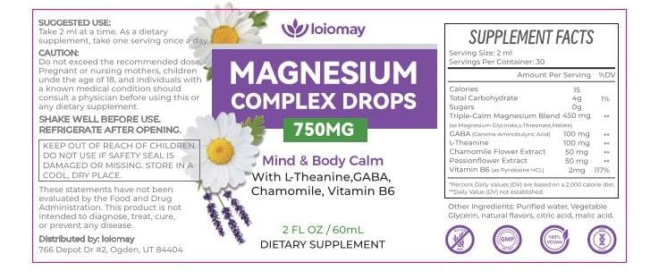 Magnesium Glycinate Liquid Drops for Women & Men, Triple Calm Magnesium Complex Supplement with L-Threonate, Malate, L-Theanine for Kids Adults Calm, Sleep & Mood, Sugar-Free, Natural Flavor, 2 fl oz loiomay Au supplements