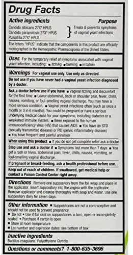 Yeast-Gard Advanced Homeopathic Suppositories 10 ea (Pack of 2) Perry Ellis Au supplements
