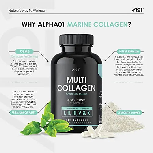 Multi Collagen Protein Capsules - Types I, II, III, V & X - Wild Caught Marine, Grass Fed Bovine, Eggshell & Free-Range Chicken Collagen Powder Revive Naturals Au supplements