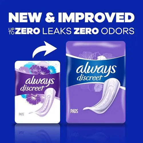 Always Discreet Adult Moderate Long Incontinence Pads, Up to 100% Leak-Free Protection, 54 Count Always Discreet Au supplements
