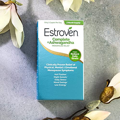Estroven Complete + Ashwagandha Multi-Symptom Menopause Supplement for Women - 60 Ct. - Clinically Proven Ingredients Provide Menopause Relief & Night Sweats + Hot Flash Relief* - Drug-Free & Non-GMO Estroven Au supplements
