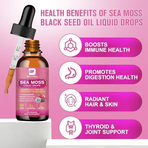 3000mg Sea Moss Liquid Drops - Organic Black Seed Oil & Irish Sea Moss B BEWORTHS Au supplements