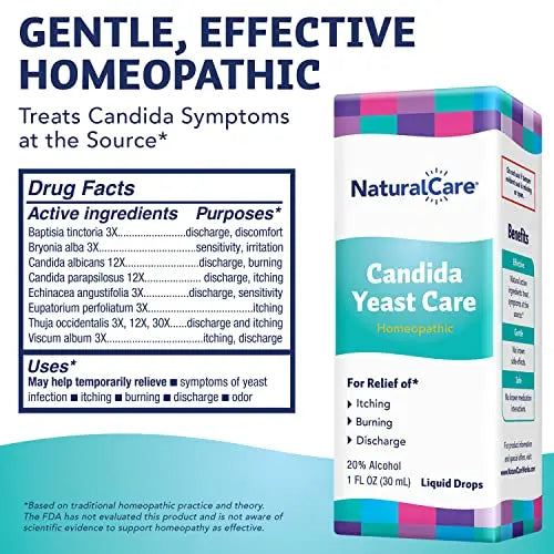 NaturalCare Candida Yeast Care Drops, Homeopathic Treatment Temporarily Relieves Symptoms Natra-Bio Au supplements