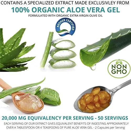 NutriWorth Aloe Vera Supplement (100 Softgels) 20,000mg Pure Gel Equivalency NutriWorth Au supplements