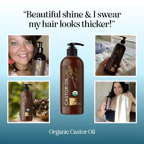 Hexane Free Organic Castor Oil - USDA Organic Castor Oil for Body Detox Hair Growth & Skin Care Maple Holistics Au supplements