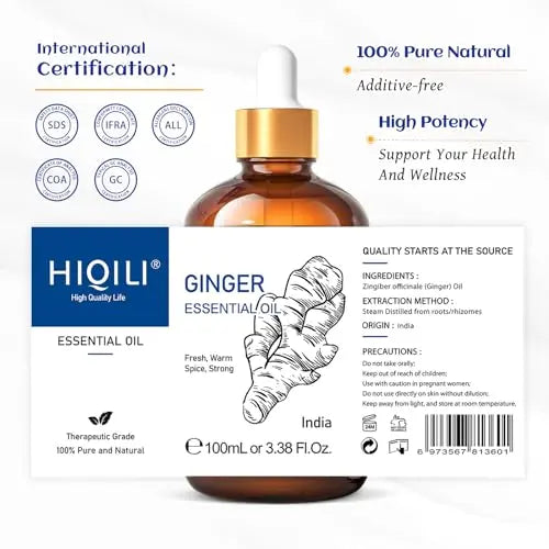 HIQILI Pure Ginger Essential Oil 3.38 Fl Oz, Pure Natural Premium Ginger Oil for Massage HIQILI Au supplements