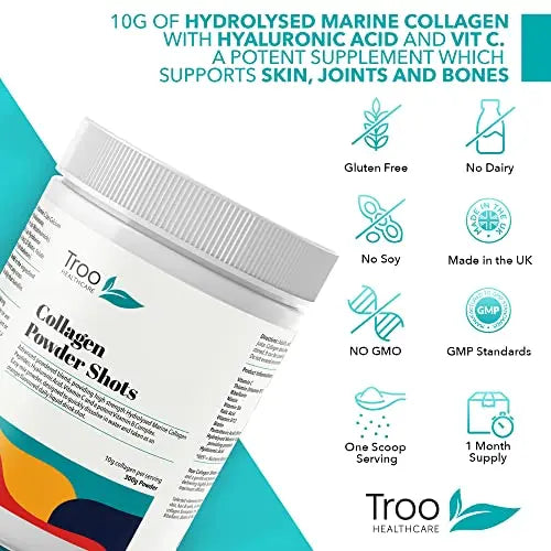 Hydrolysed Marine Collagen Peptides Powder Enhanced with Essential Vitamins 300g Troo Health Care Au supplements