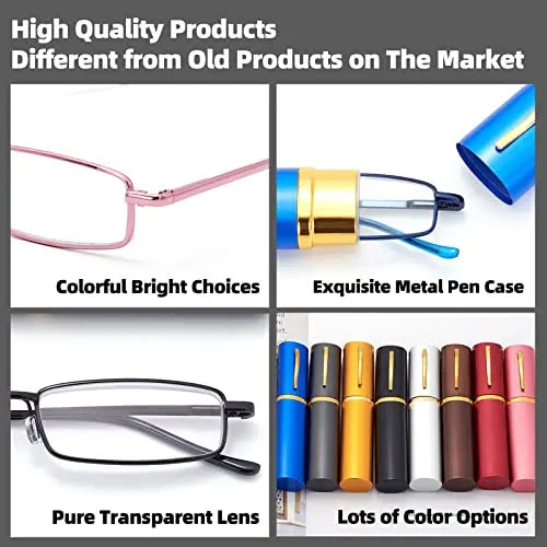 HIGHLIKE 4-Pack Slim Pocket Reading Glasses Men Women, Compact Readers Super Clear HIGHLIKE Au supplements