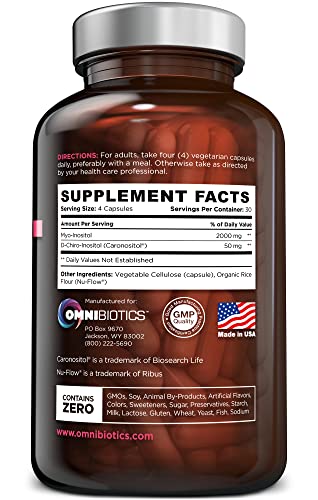 OmniBiotics Myo-Inositol & D-Chiro Inositol Supplement with 40:1 Ratio for Hormone Balance for Women - Women Supplement to Support Reproductive Health & Ovarian Function. Non-GMO - 120 Vegan Capsules OmniBiotics Au supplements