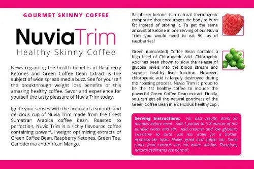 Nuvia Trim - Gourmet Instant Coffee for Weight Loss, with Garcinia Cambogia, Raspberry Nuvia Au supplements