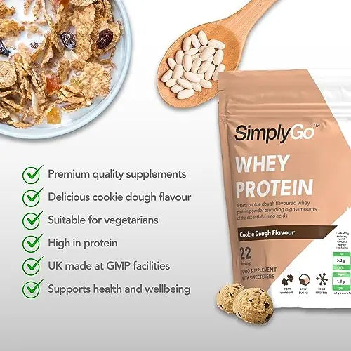 SimplyGo Whey Protein Powder | 900g | Simply Add 30g to Water, Juice or Shakes (Cookie Dough) Simply Supplements Au supplements