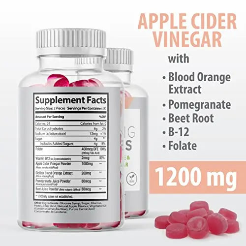 (Official 2 Pack) Slimming Gummies It Works with Apple Cider Vinegar and Sicilian Blood Orange Extract Max-Bio Au supplements