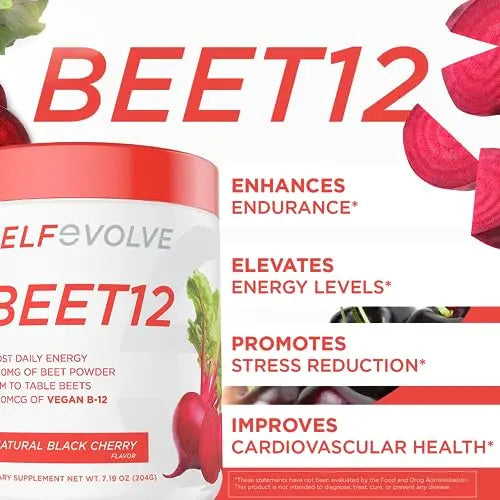selfevolve Beet12 - Organic Beet Root Powder Enhanced with Vitamin B12, Nitric Oxide Booster selfevolve Au supplements