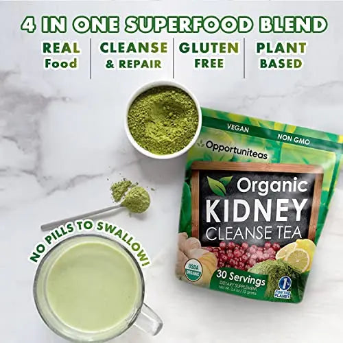 Opportuniteas Organic Kidney Detox Tea- Matcha Green Tea, Cranberry, Lemon & Ginger Opportuniteas Au supplements