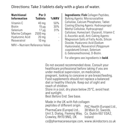 Skin Doctors Collagen Tablets | 2500mg | Hydrolysed Marine Collagen | Hyaluronic Acid Skin Doctors Au supplements
