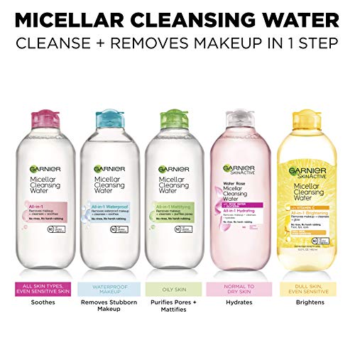 Garnier Micellar Water with Rose Water and Glycerin, Hydrating Facial Cleanser & Makeup Remover, For All Skin Types