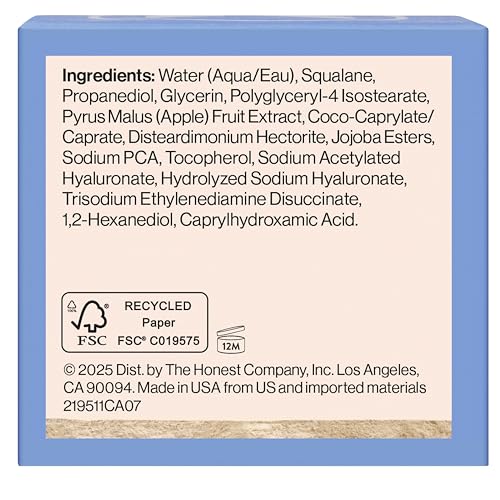 Honest Beauty Hydrogel Cream with Hyaluronic Acid, Lightweight Moisturizing Water, Gentle for Sensitive Skin