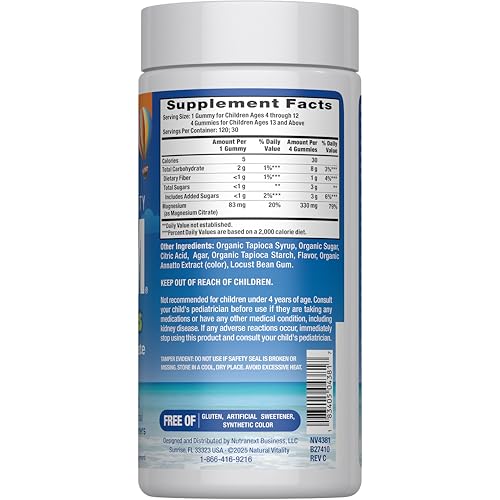 Natural Vitality Calm, Magnesium Citrate Kids Supplement, Stress Relief Gummies, Supports a Healthy Response to Stress
