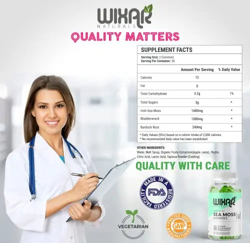 WIXAR NATURALS Sea Moss Gummies - Natural Irish Sea Moss and Bladderwrack WIXAR NATURALS Au supplements