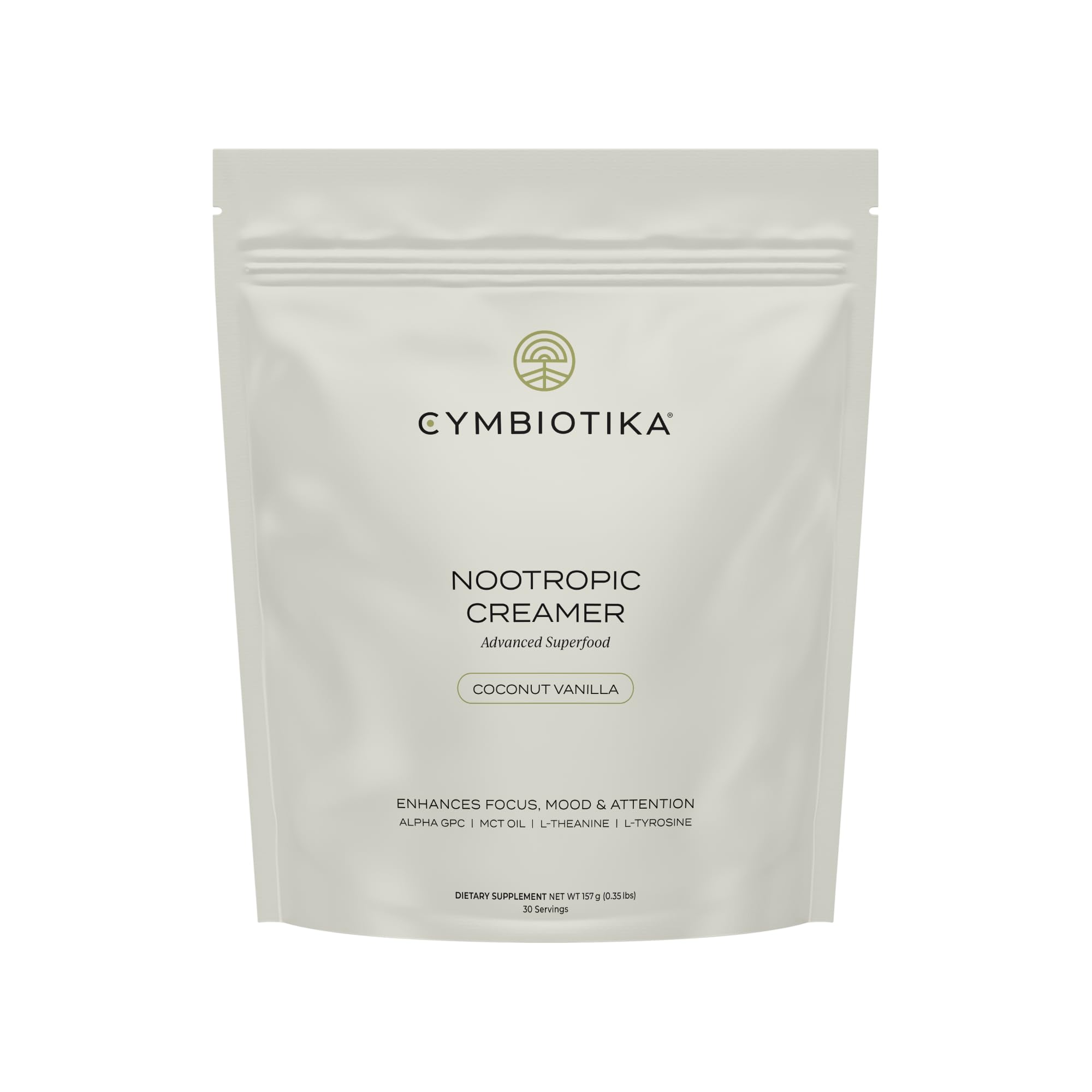 CYMBIOTIKA Nootropic Creamer – MCT Oil, Alpha GPC, L-Theanine – Keto, Vegan, Sugar-Free Coffee Creamer for Focus, Energy & Mental Clarity – Coconut Vanilla Flavor, 30 Servings CYMBIOTIKA Au supplements