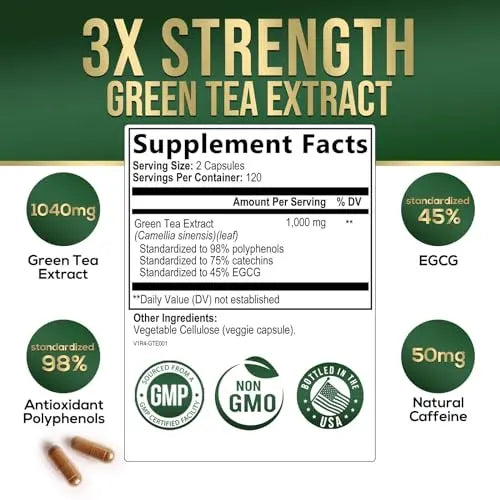 Nature's Green Tea Extract Pills 98% Standardized EGCG 1000mg - 3X Strength for Natural Nature's Nutrition Au supplements