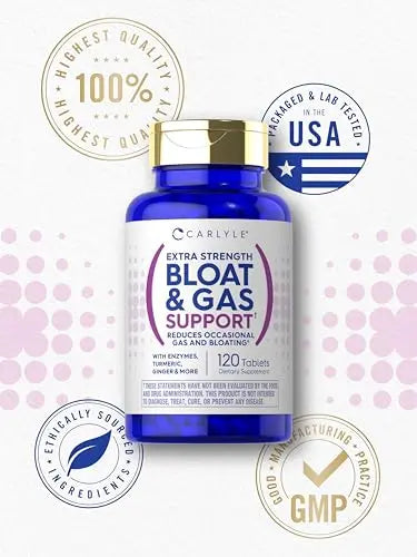 Carlyle Bloat & Gas Support for Men & Women | 120 Tablets | Extra Strength Pills | Supplement Carlyle Au supplements