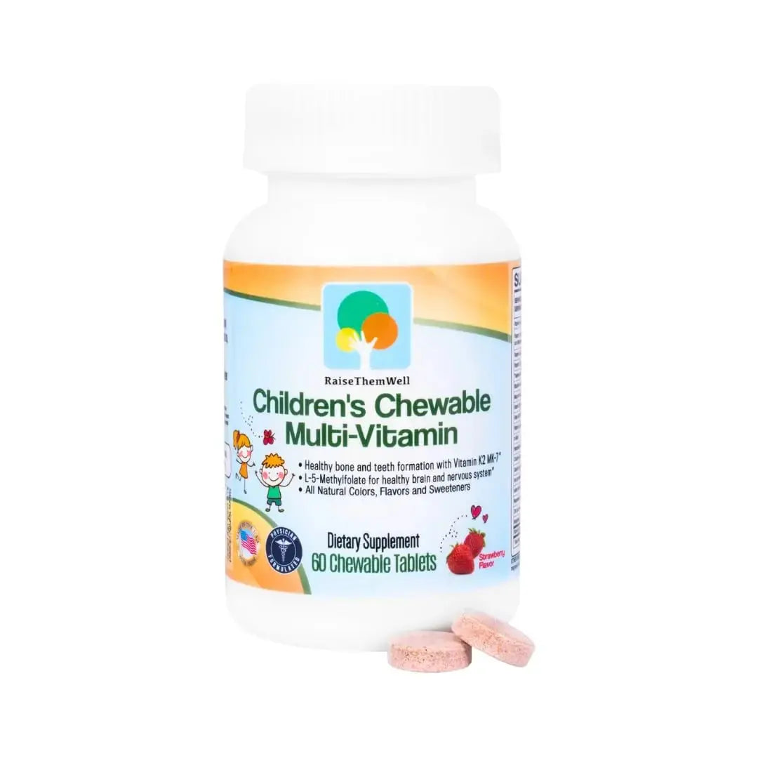 Raise Them Well Tasty Chewable Kids Multivitamin, All-Natural Colors, Flavors & Sweeteners, Daily Essential Vitamins for Children, Easy-to-Chew Vitamins, Strawberry Raise Them Well Au supplements