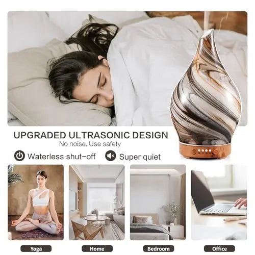 Porseme 100ml Glass Essential Oil Diffuser Aromatherapy Ultrasonic Cool Mist Humidifier 4 Running Hours Porseme Au supplements