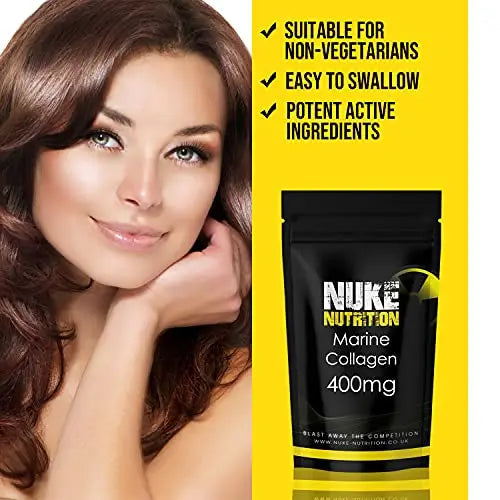 Nuke Nutrition Marine Collagen Capsules - 400mg - 120 Capsules - High Strength Collagen Nuke Nutrition Au supplements