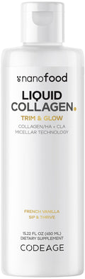 Codeage Liquid Collagen Supplement Vanilla Flavor, Beauty Trim & Glow Liposomal Collagen Peptides, CLA Conjugated Linoleic Acid, Hyaluronic Acid, Vitamin E, Hydrolyzed, Non-GMO, 15.22 fl oz Codeage Au supplements