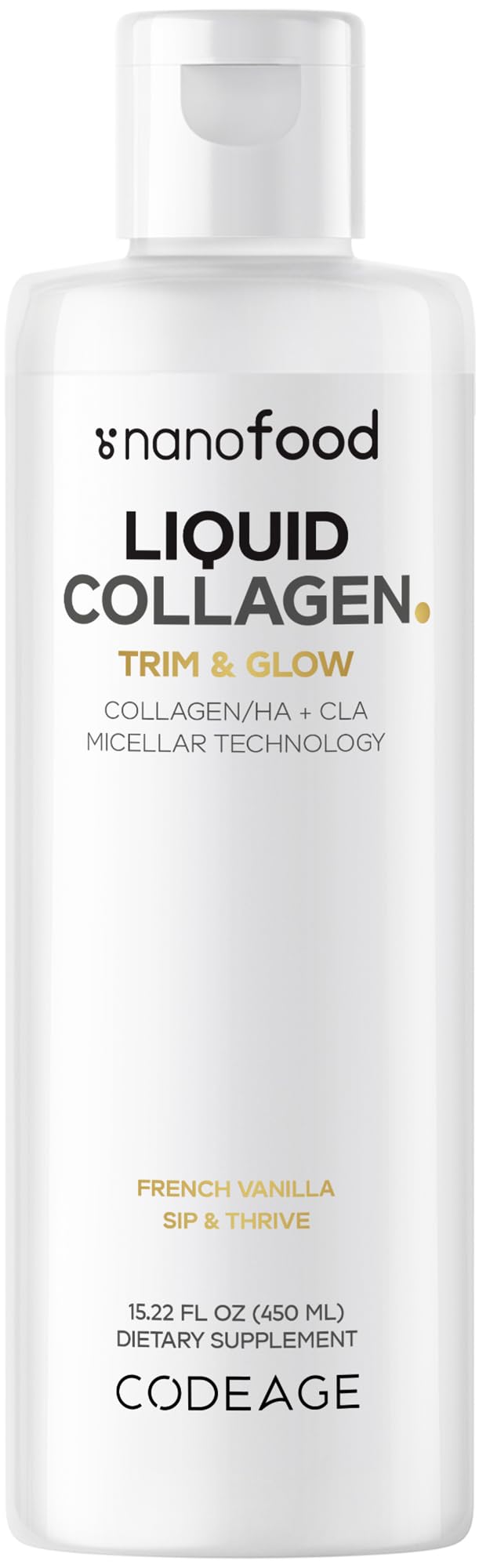 Codeage Liquid Collagen Supplement Vanilla Flavor, Beauty Trim & Glow Liposomal Collagen Peptides, CLA Conjugated Linoleic Acid, Hyaluronic Acid, Vitamin E, Hydrolyzed, Non-GMO, 15.22 fl oz Codeage Au supplements