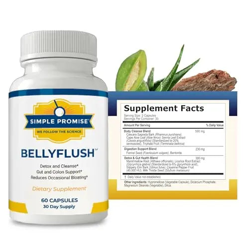 Simple Promise - BellyFlush - Detox and Colon Cleanse - Supports Digestive Health, 60 Capsules Simple Promise Au supplements