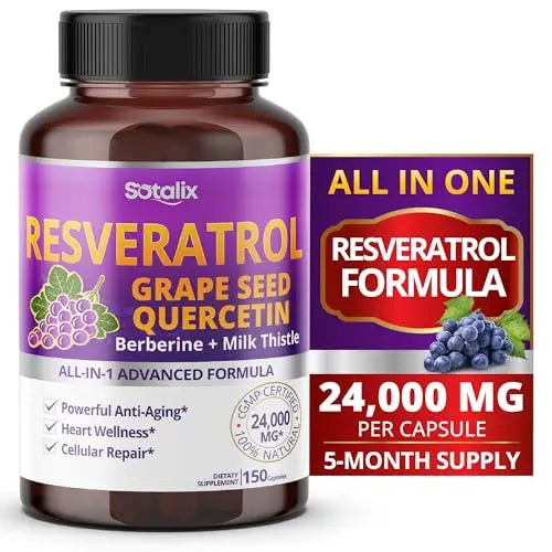 Resveratrol 24,000mg with Grape Seed + Quercetin Berberine + Milk Thistle Powerful Anti SOTALIX SUPPLEMENT Au supplements