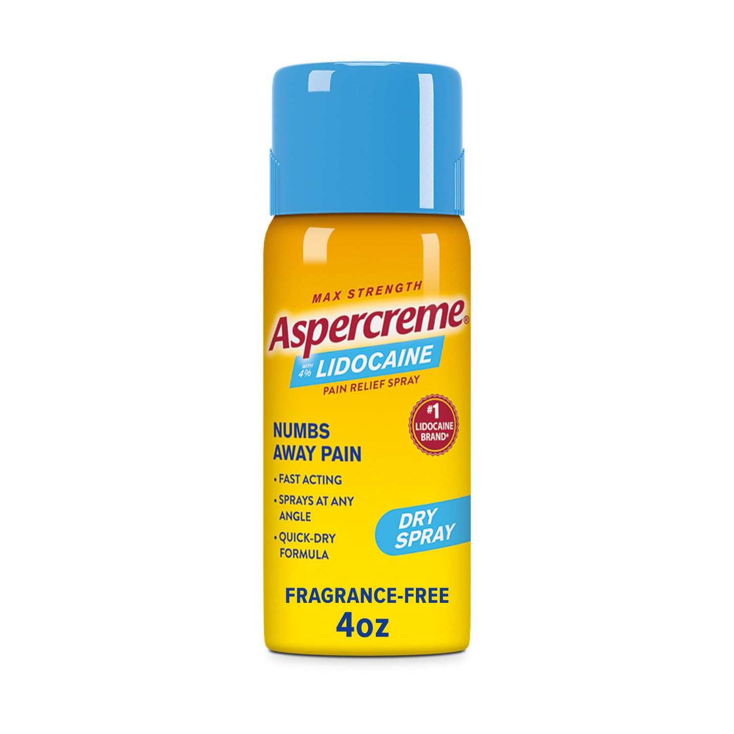 Aspercreme Lidocaine Dry Spray Soothes Aggravated Nerves, Numbing Topical Pain Relief Spray with Max-Strength 4% Lidocaine Sprays at Any Angle, 4 Oz. Aspercreme Au supplements