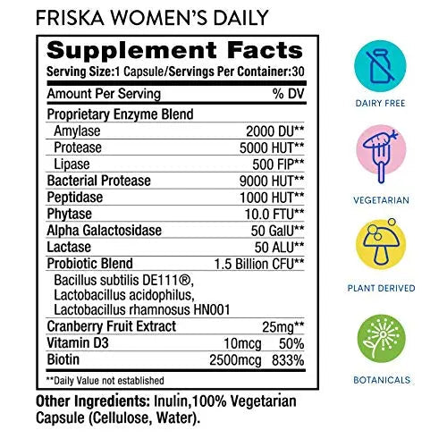 FRISKA Women’s Daily Digestive Enzyme and Probiotics Supplement, Advanced FR!SKA Au supplements