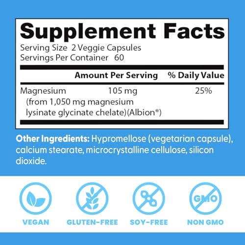 Doctor's Best High Absorption Magnesium Glycinate Lysinate Supplement for Sleep Support - Chelated Magnesium Capsules for Women & Men, 105 mg per Serving, Calm Support, Vegan - 120 Veg Caps Doctor's BEST Au supplements