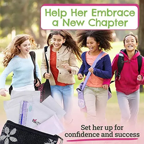 First Period Kit To-go! - Organic Biodegradable Tween Pads & Liner - Period Bags for Teen Girls Be Prepared. Period. Au supplements