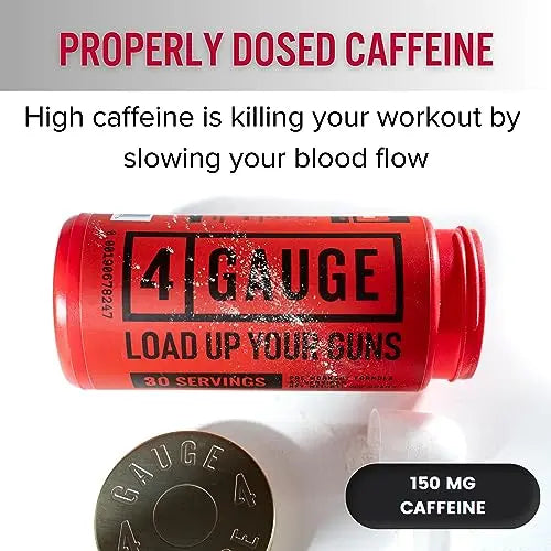 4 Gauge Natural Preworkout Without The Jitters | 30 Servings | Nitric Oxide Booster 4 Gauge Au supplements
